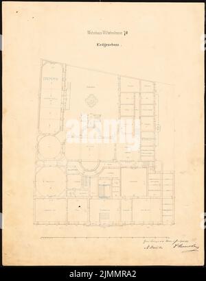 Orth August (1828-1901), Wilhelmstraße 70 (Villa Strousberg), Berlin (09.04.1867): Grundriss EG. Tusche Aquarell auf Papier, 64,6 x 49,6 cm (einschließlich Scankanten) Stockfoto