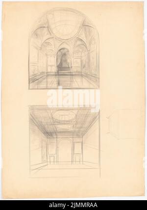 Orth August (1828-1901), Schloss Dr. Strousberg, Zbirow. Umbau (1869-1869): 2 Innenansichten. Bleistift auf Karton, 96,3 x 70,9 cm (einschließlich Scankanten) Stockfoto