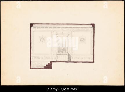 Orth August (1828-1901), Wohnhaus Wilhelmstraße (Villa Strousberg), Berlin. Umbau (1876): Badezimmer: Längsschnitt, Wandansicht. Bleistift-Aquarell auf der Schachtel, 36,6 x 52,6 cm (einschließlich Scankanten) Stockfoto