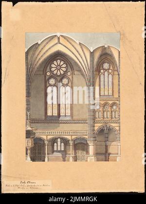 Otzen Johannes (1839-1911), St. Johanniskirche in Hamburg-Altona (1881): Glasfenster von innen. Tusche-Aquarell auf der Schachtel, 41,2 x 31 cm (einschließlich Scankanten) Stockfoto