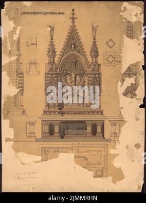 Otzen Johannes (1839-1911), St. Johanniskirche in Hamburg-Altona (1881): Blick auf den Altar. Tusche Aquarell auf Papier, 89,6 x 67,8 cm (einschließlich Scankanten) Stockfoto