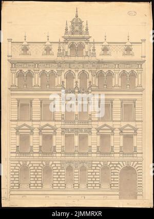 Baum Philipp (1849-1886), Panizza Wohngebäude, Mainz (1884): Fassadenansicht. Tinte und Bleistift, Wasserfarben auf der Schachtel, 109,2 x 80,4 cm (einschließlich Scankanten) Stockfoto