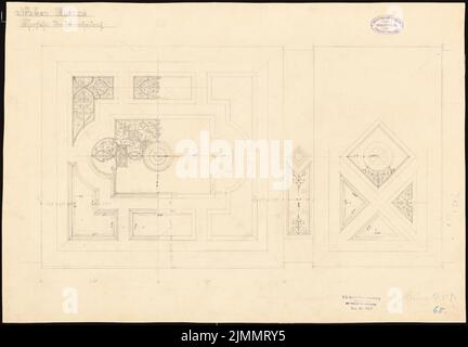 Baum Philipp (1849-1886), Panizza Wohngebäude, Mainz (24.05.1884): Toreingang: Abteilung Decke 1:10 [unvollständig]. Bleistift auf Karton, 45,7 x 65,7 cm (einschließlich Scankanten) Stockfoto