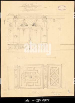 Baum Philipp (1849-1886), Panizza Wohngebäude, Mainz (1884): Toreingang: Sichtdecke 1:25; Skizzen auf der Rückseite. Bleistift auf Karton, 50,2 x 38,8 cm (einschließlich Scankanten) Stockfoto