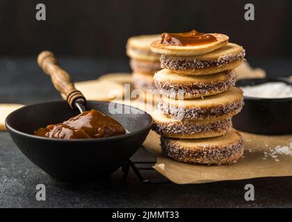 Nahaufnahme köstliche Alfajores Stockfoto