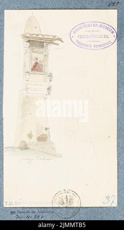 Beckmann Carl (1799-1859), Palazzo Barberini, Rom (ohne dat.): Fassadenausschnitt. Bleistift, wasserfarben auf Papier, 21,1 x 11,9 cm (einschließlich Scankanten) Stockfoto