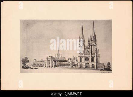 Dimm Ludwig (1849-1928), Berliner Dom. Schinkel Wettbewerb 1884 (20. Dezember 1883): Blick aus dem Lustgarten. Leichter Druck auf den Karton, 32,8 x 48,2 cm (inklusive Scankanten) Stockfoto