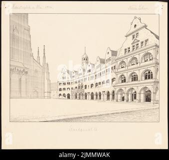 DIHM Ludwig (1849-1928), Münsterplatz, Ulm (1924): Perspektivansicht vom Standort IV Tusche auf Karton, 41,4 x 46,8 cm (inklusive Scankanten) Stockfoto