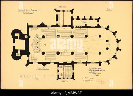 DIMM Ludwig (1849-1928), Domkirche St. Marien, Fürstenwalde/Spree. Wiederherstellung. (04/20/1907): 2. Entwurfsrestaurierung, Gallery Plan 1: 100. Tusche, Bleistift wasserfarben auf transparent, 58,4 x 86,1 cm (inklusive Scankanten) Stockfoto