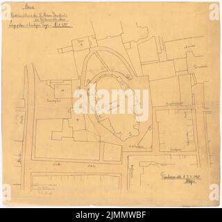 DIMM Ludwig (1849-1928), Domkirche St. Marien, Fürstenwalde/Spree. Wiederherstellung. (07.03.1910): Je nach Plan 1: 500. Bleistift, farbiger Bleistift auf Transparent, 42,4 x 45,2 cm (einschließlich Scankanten) Stockfoto