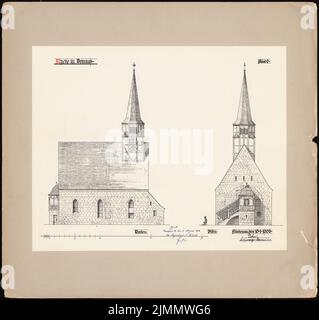 DIMM Ludwig (1849-1928), Kirche, Demnitz/Mark. Umbau (01/10/1906): Nordansicht, Ostansicht. Tinte, Bleistift auf Papier, 58,6 x 62,3 cm (einschließlich Scankanten) Stockfoto