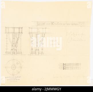 DIMM Ludwig (1849-1928), Kirche, Demnitz/Mark. Umbau (1909): Holzwerkstatt: Ansicht, Schnitt. Bleistift auf Transparent, 29,1 x 31,5 cm (einschließlich Scankanten) Stockfoto