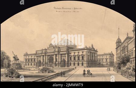 Ende & Böckmann, Reichstag, Berlin (1882): Blick vom Königsplatz. Tusche-Aquarell auf der Schachtel, 43,8 x 72,1 cm (einschließlich Scankanten) Stockfoto