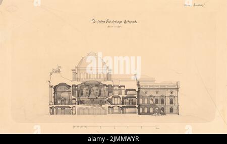 Ende & Böckmann, Reichstag, Berlin (1882): Cut. Tinte, Bleistift-Aquarell, weiß auf Karton aufgezogen, 49,1 x 83 cm (einschließlich Scankanten) Stockfoto