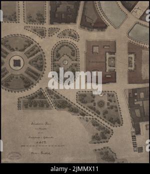 Ende & Böckmann, Reichstag, Berlin (1882): Lageplan. Tinte, Bleistift-Aquarell auf der Schachtel, 52,2 x 47,7 cm (einschließlich Scankanten) Stockfoto