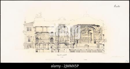 Jacobs & Wehling, Tonhalle in Düsseldorf (1886): Längsschnitt. Tusche-Aquarell auf der Schachtel, 32,6 x 67,1 cm (einschließlich Scankanten) Stockfoto