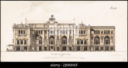 Jacobs & Wehling, Tonhalle in Düsseldorf (1886): Aussicht. Tusche Aquarell, weiß auf Karton aufgezogen, 32,8 x 67,2 cm (inklusive Scankanten) Stockfoto