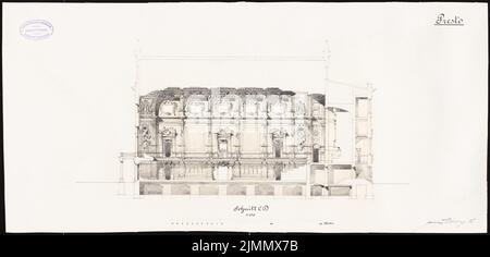 Jacobs & Wehling, Tonhalle in Düsseldorf (1886): Querschnitt. Tusche Aquarell, weiß auf Karton aufgezogen, 31,7 x 66 cm (inklusive Scankanten) Stockfoto