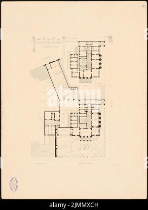 Durm Joseph (1837-1919), Palais Schmieder, Karlsruhe (1886): Grundriss 1. Und 2.. Etage. Tinte auf Karton, 66,2 x 49 cm (einschließlich Scankanten) Stockfoto