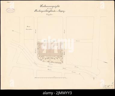 Kreditgeber Hermann, Reichsgericht in Leipzig (06,1885): Lageplan. Tusche, Bleistift-Aquarell auf Karton, 46,9 x 59,7 cm (inklusive Scankanten) Stockfoto