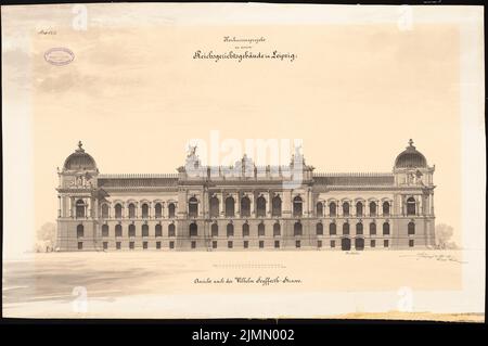 Kreditgeber Hermann, Reichsgericht in Leipzig (01,1885): Rückansicht. Tusche-Aquarell auf der Schachtel, 49,7 x 74,7 cm (einschließlich Scankanten) Stockfoto