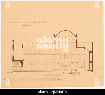 Hehl Christoph (1847-1911), Herz-Jesu-Kirche Berlin-Prenzlauer Berg (1897): Längsschnitt. Leichter Bruch auf Papier, 27,3 x 32,2 cm (einschließlich Scankanten) Stockfoto