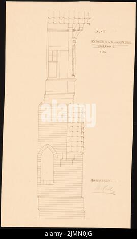 Hehl Christoph (1847-1911), Pfarrhaus der Katholischen Kirche in Berlin-Lichterfelde (1902): Fassadenabschnitt. Leichter Bruch auf Papier, 53,2 x 31,8 cm (einschließlich Scankanten) Stockfoto