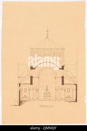 Hehl Christoph (1847-1911), Herz-Jesu-Kirche Berlin-Prenzlauer Berg (1897): Querschnitt. Leichter Bruch auf Papier, 26,9 x 18,7 cm (einschließlich Scankanten) Stockfoto