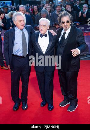 Al Pacino, Martin Scorsese und Robert De Niro bei der Premiere von „The Irishman“, BFI London Film Festival, Großbritannien 13.. Oktober 2019 Foto von Brian Jordan Stockfoto