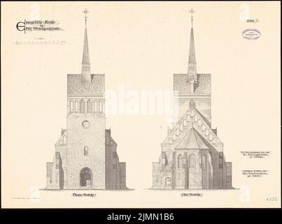 Unbekannter Architekt, Evangelische Kirche in Alt-Markgrafpieske (1896-1898): Planinhalt N.N. entdeckt. Lithographie, 50,9 x 68,4 cm (einschließlich Scankanten) Stockfoto