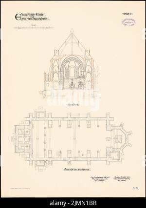 Unbekannter Architekt, Evangelische Kirche in Alt-Markgrafpieske (1896-1898): Planinhalt N.N. entdeckt. Lithographie, 68,7 x 50,6 cm (einschließlich Scankanten) Stockfoto