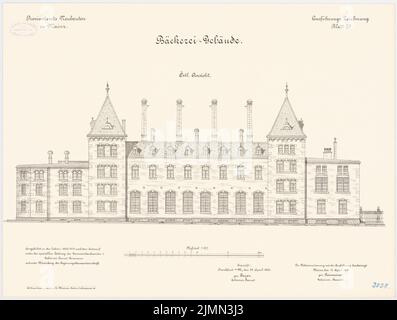 Reinmann, Provisant in Mainz. Bäckerei (1900-1904): Riss Ost Ansicht 1: 100. Lithographie, 49 x 64,8 cm (einschließlich Scankanten) Stockfoto