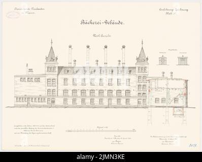 Reinmann, Provisant in Mainz. Bäckerei (1900-1904): Obere Westansicht 1: 100. Lithographie, 49,2 x 65,2 cm (einschließlich Scankanten) Stockfoto