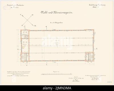 Reinmann, Provisant in Mainz. Mehl- und Getreidemagazin (1900-1904): Grundriß 3. und 4. Stockwerk 1: 100. Lithographie, 48,7 x 65 cm (einschließlich Scankanten) Stockfoto