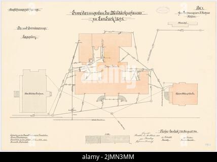 Unbekannter Architekt, Kaserne in Landeck/Schlesien. Erweiterung (1897-1900): Abteilung 1: 200. Lithographie, 51,8 x 73,8 cm (einschließlich Scankanten) Stockfoto