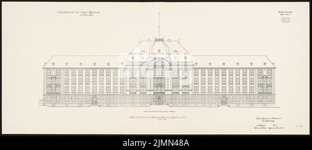 Kieschke Paul (1851-1905), Geschäftshaus der königlichen Regierung, Düsseldorf (20. Februar 1912): Ansicht 1: 100. Lithographie, 66,6 x 151,9 cm (einschließlich Scankanten) Stockfoto