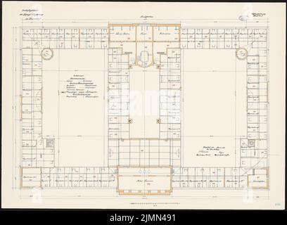 Kieschke Paul (1851-1905), Geschäftsgebäude der königlichen Regierung, Düsseldorf (04,1912): Lageplan DG 1: 100. Lithographie farbig, 97,4 x 132,4 cm (einschließlich Scankanten) Stockfoto