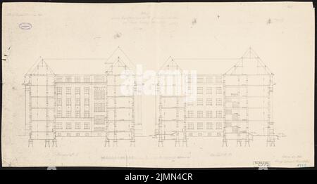 Unbekannter Architekt, Bahndirektion Köln (ca. 1910): Querschnitte 1: 100. Lithographie, 60,4 x 112,2 cm (einschließlich Scankanten) Stockfoto