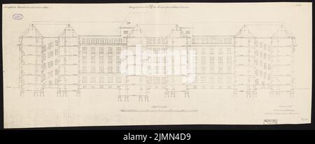 Unbekannter Architekt, Bahndirektion Köln (ca. 1910): Langstrecken-Schnitt 1: 100. Lithographie, 55,6 x 134,5 cm (einschließlich Scankanten) Stockfoto