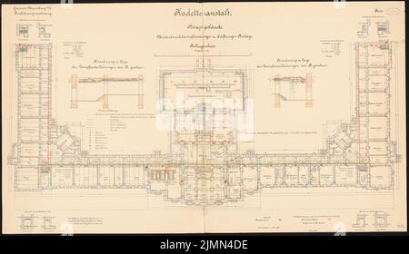 Polack, Garnison-Kadettenanlage in Naumburg/Saale (1897-1900): Niederdruck-Dampfheizung und -Lüftung. Lithographie, 75,4 x 130,7 cm (einschließlich Scankanten) Stockfoto