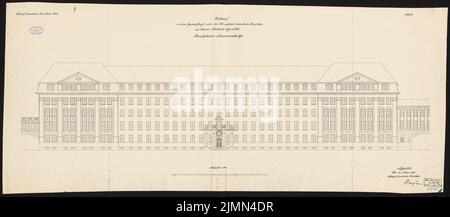 Unbekannter Architekt, Bahndirektion Köln (ca. 1910): Vorderansicht 1: 100. Lithographie, 64,6 x 147,6 cm (einschließlich Scankanten) Stockfoto