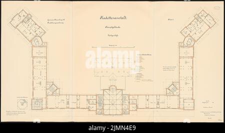 Polack, Garnison-Kadettenwerk in Naumburg/Saale (1897-1900): Lageplan Obergeschoß 1: 100. Lithographie, 90,7 x 165,3 cm (einschließlich Scankanten) Stockfoto