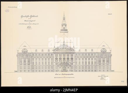 Unbekannter Architekt, Oberlandesgericht, Köln. Geschäftsgebäude (1907-1911): Hauptansicht 1: 100. Lithographie, 93 x 135,9 cm (einschließlich Scankanten) Stockfoto