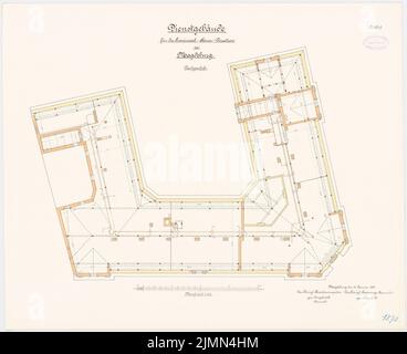 Unbekannter Architekt, Landessteuerdirektor in Magdeburg (ca. 1897): Grundriß Obergeschoß 1: 100. Lithographie, 57,9 x 71,1 cm (einschließlich Scankanten) Stockfoto