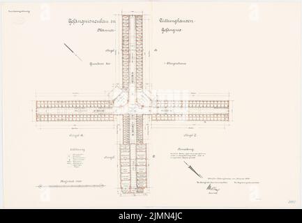 Unbekannter Architekt, Gefängnis Lüttringhausen (1906): Männergefängnis: Grundriß 1. Stock 1: 200. Lithographie, 71,4 x 103,1 cm (einschließlich Scankanten) Stockfoto