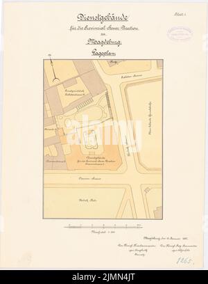 Unbekannter Architekt, Landessteuerdirektor in Magdeburg (ca. 1897): Lageplan 1: 500. Lithographie, 47,6 x 36,8 cm (einschließlich Scankanten) Stockfoto