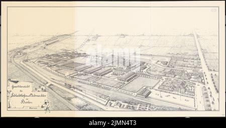 Plüddemann Richard (1846-1910), Schlachthof und Viehmarkt, Breslau (1894-1896): Abteilung, Perspektivansicht. Lithographie, 100,7 x 193,7 cm (einschließlich Scankanten) Stockfoto