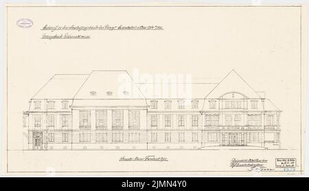 Unbekannter Architekt, Eisenbahndirektion in Köln. Außengebäude (ca. 1910): O-Ansicht 1: 100. Lithographie, 50 x 87 cm (einschließlich Scankanten) Stockfoto