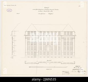 Unbekannter Architekt, Bahndirektion Köln (ca. 1910): N-Ansicht 1: 100. Lithographie, 64,3 x 73,5 cm (einschließlich Scankanten) Stockfoto