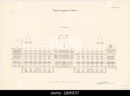 Kieschke Paul (1851-1905), Regierungsgebäude, Koblenz (ca. 1902-1906): N-Ansicht 1: 100. Lithographie, 66 x 95,5 cm (einschließlich Scankanten) Stockfoto